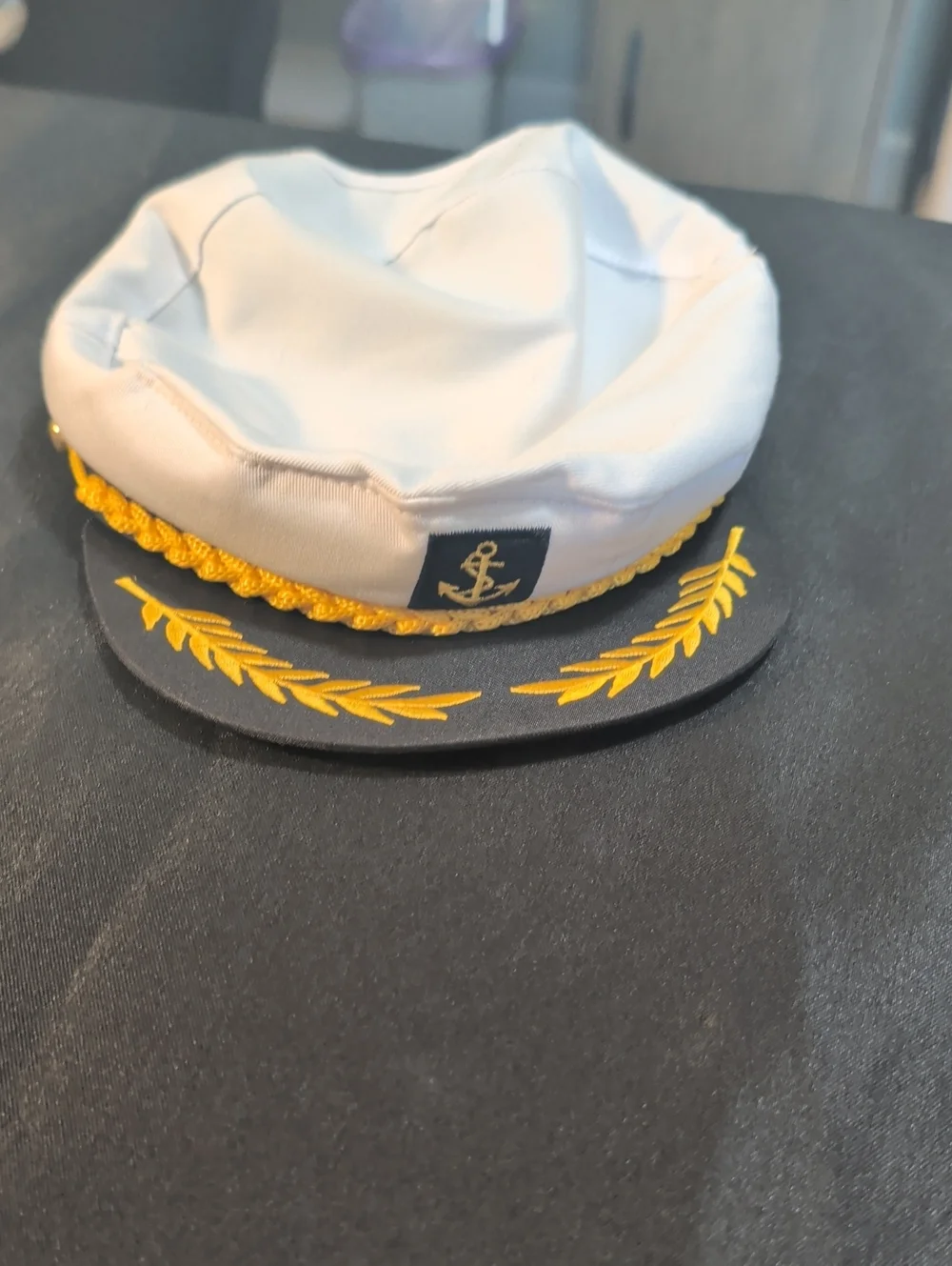 Adjustable White and Navy Sailor Captain Hat